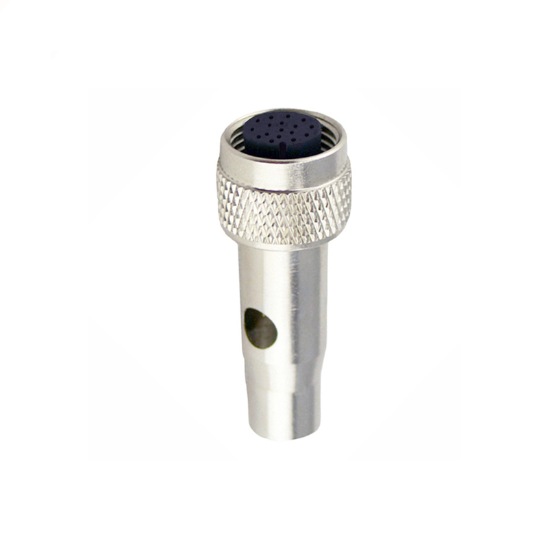 M12 17pins A code female moldable connector with shielded,brass with nickel plated screw